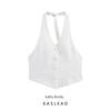 Kaslead New Women Clothes Western Style Fashion Simple and Versatile White Backless Hanging Neck Top