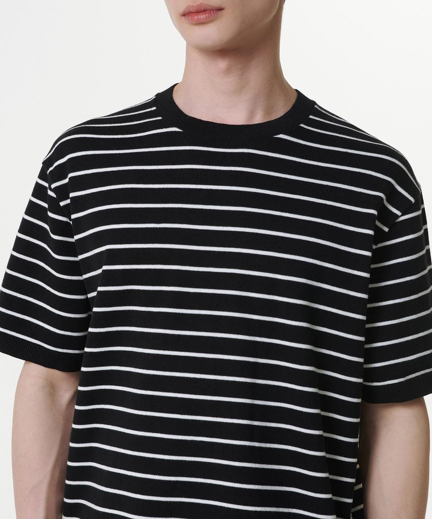 MUSINSA STANDARD Striped Crew Neck Short Sleeve Knit [Black/White]