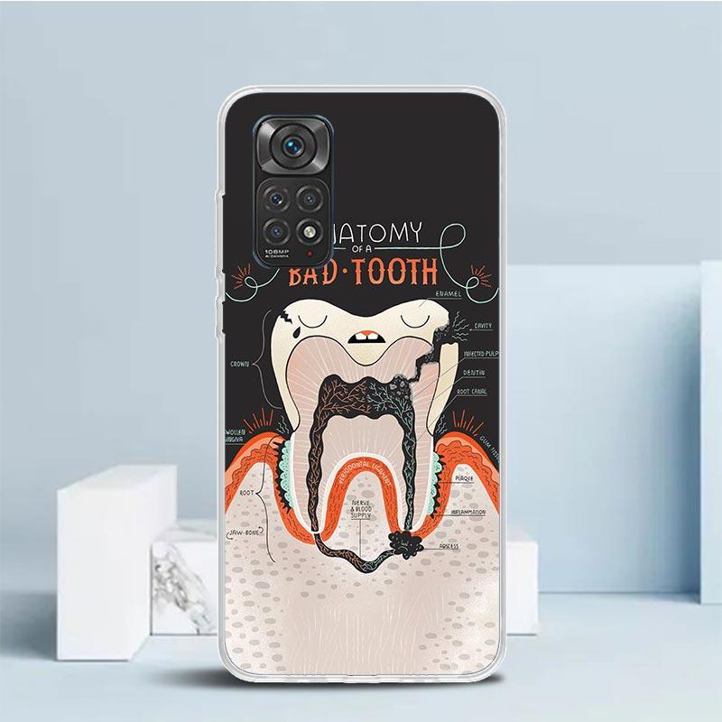 Зуб Мудрости Стоматолог Зуб Чехол Для Телефона Для Xiaomi Redmi Note 15 14 14S 13 12S 12 Pro Plus 11S 11 11T 11E 10S 10 + Мягкий ТПУ Задняя Крышка C