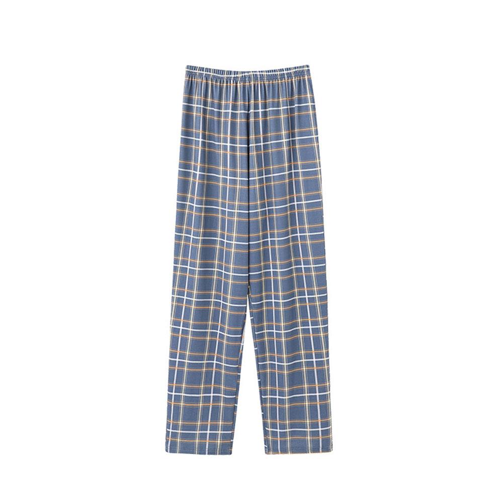 Men's 5XL Oversized Plus Size Spring Autumn Clothes Sleepwear Knit Cotton Plaid Pants Trousers Pyjamas