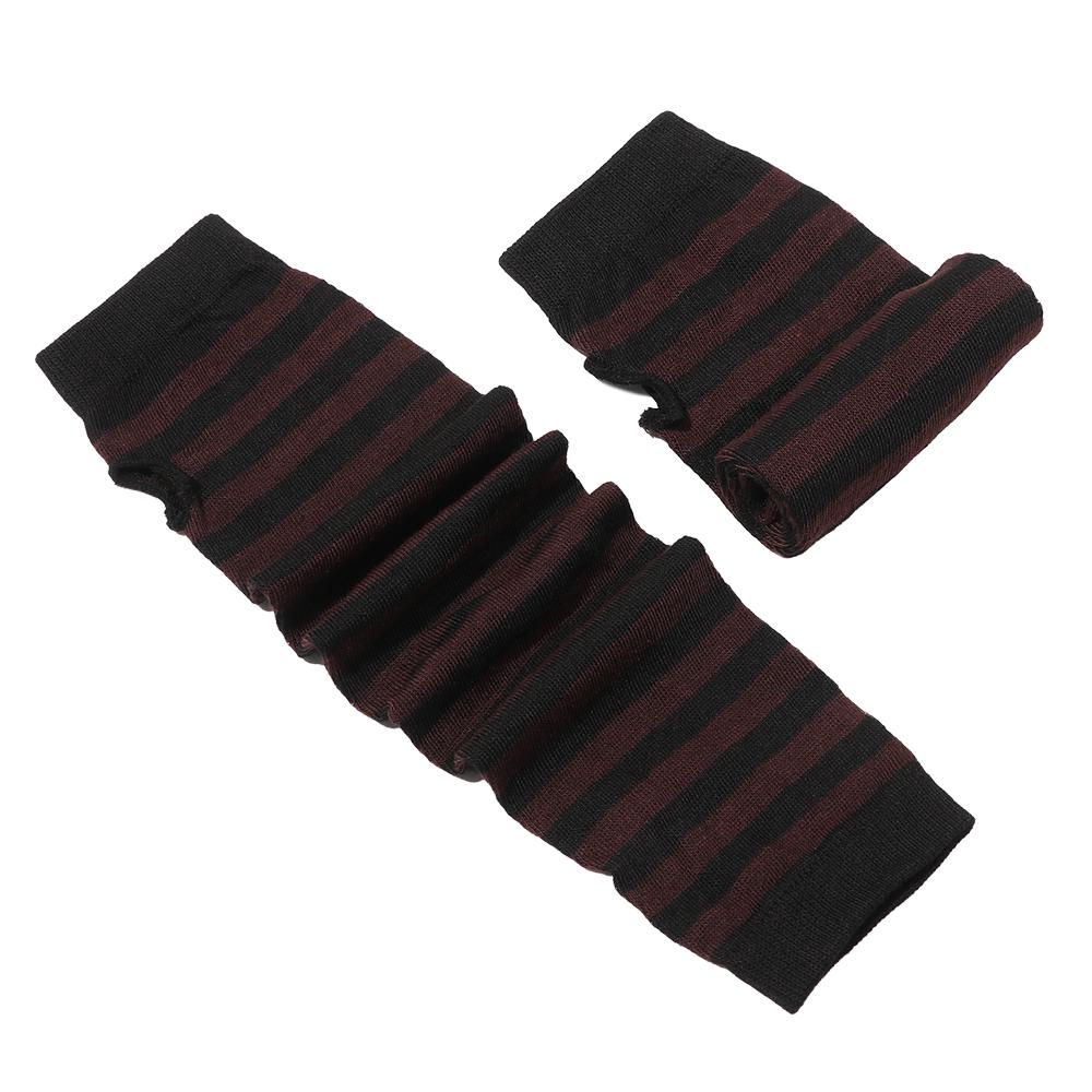 Полосатые вязаные нарукавники с длинным рукавом, перчатки без пальцев, длинные перчатки до локтя, митенки