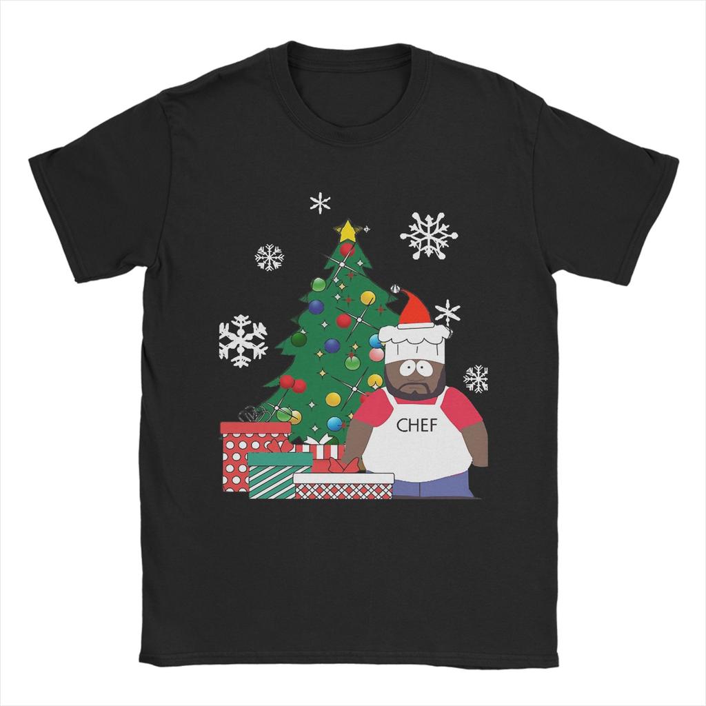 Men Mr Garrison Around The Christmas Tree South-Park T Shirts Pure Cotton Clothes Short Sleeve Crewneck Tees T-Shirts