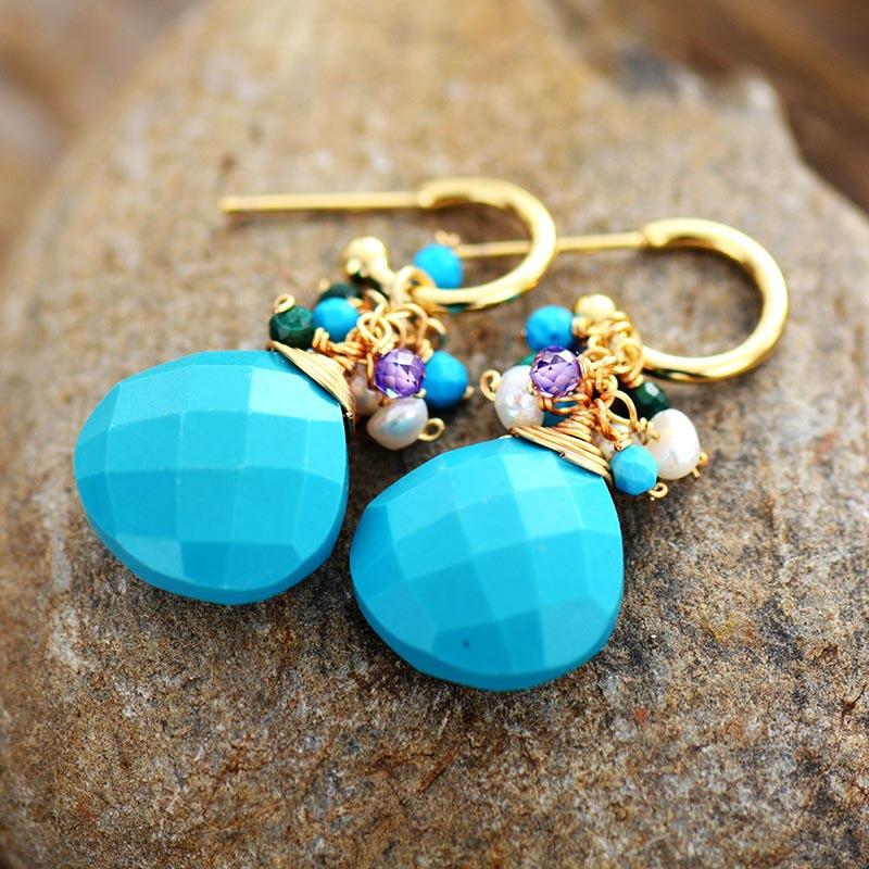 Luxury light luxury handmade opal water drop earrings earrings natural stone European and American popular designer jewelry jewelry