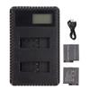 Camera Dual Charger Batteries 2pcs 1250mAh Batteries and LCD USB Dual Charger for AHDBT501601701