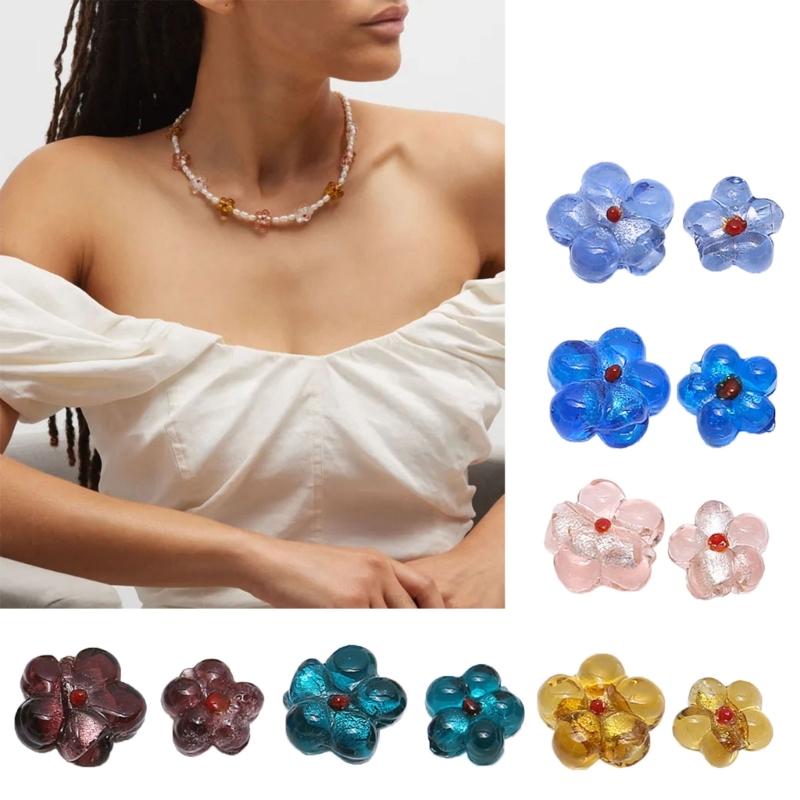Popular Coloured Glaze Color Flower DIY Accessories Sweet Pendants DIY Handmade Bracelet Necklace Earrings Materials