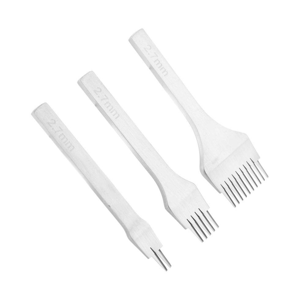 3pcs 2.7mm Spacing Prong Punch Tool 2/5/10 Tooth Stitching Hole Punch For Wallet Making