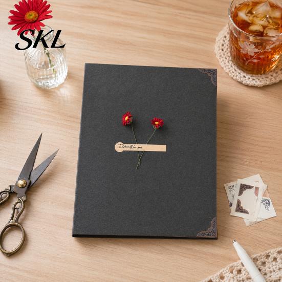 Retro Design Photo Album Sunflower DIY Scrapbook Album, Paste-In Memory Book with Thick Blank Pages, Creative Handmade Craft Keepsake for Travel
