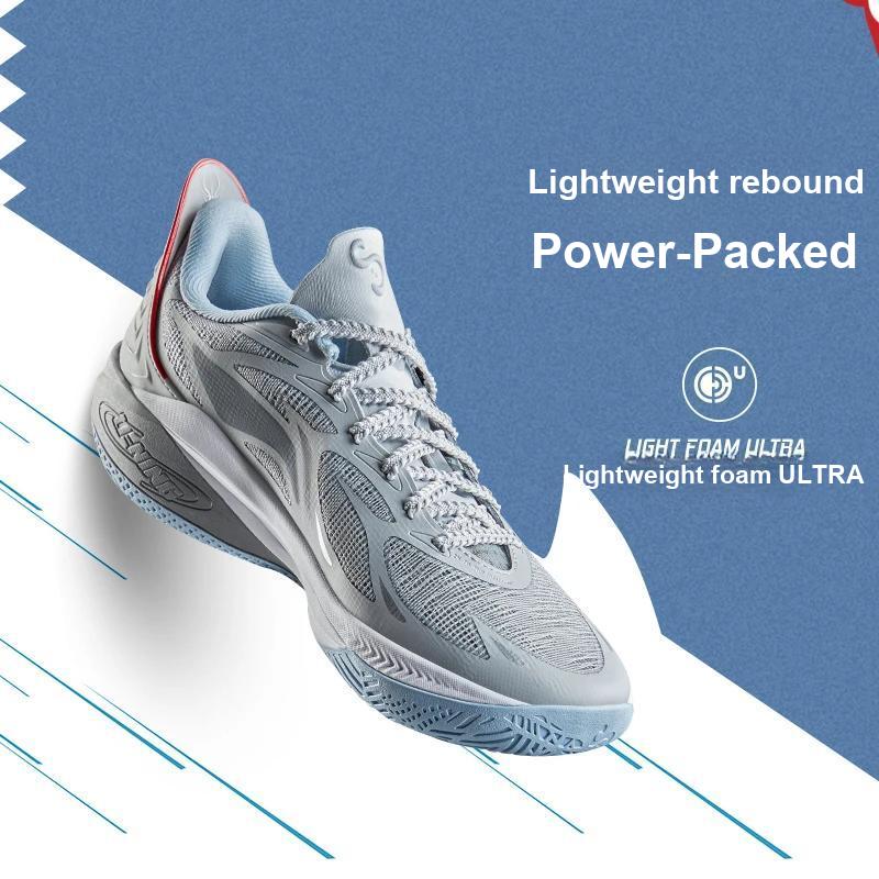 Баскетбольные кроссовки Li Ning Kids Sonic 12 Light Foam Ultra Fabric Lace-Up, нескользящие, износостойкие, дышащие, с низким верхом, детские баскетбольные кроссовки YKBU054-13
