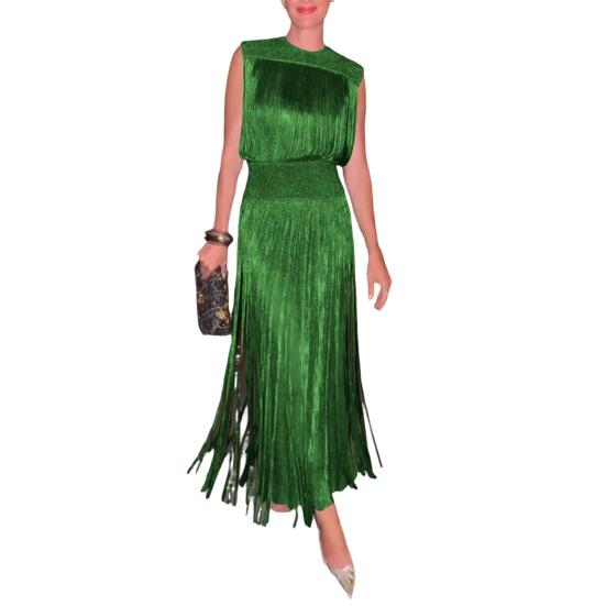 Вечернее платье с кисточками, облегающее платье макси без рукавов с круглым вырезом, однотонное бальное платье облегающего кроя для офисных вечеринок, свадеб