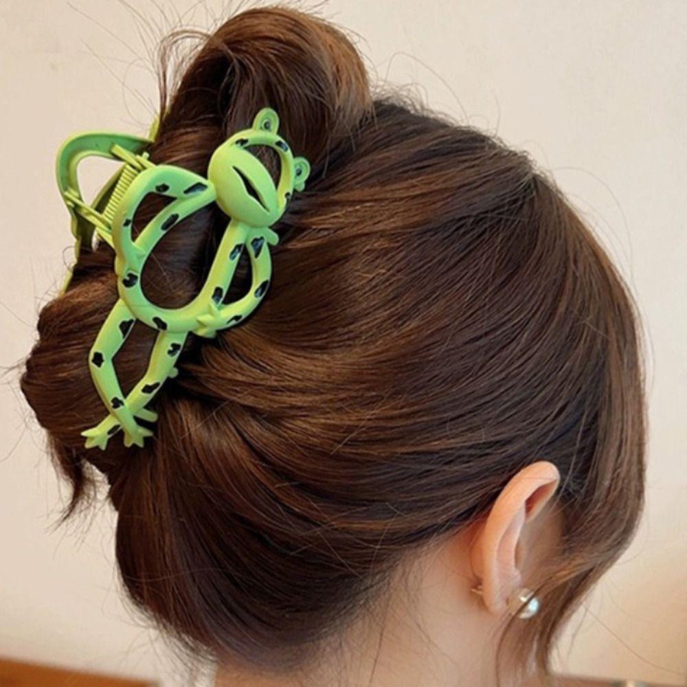 Metal Frog Hair Claw Cartoon Ponytail Hairpin Funny Frog Hair Clip Girls
