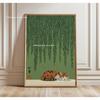 Japanese Frog Umbrella & Sea Boat Canvas Print Minimalist Mid-century Bluebird Animal Wall Art Poster for Modern Home Decor Gift