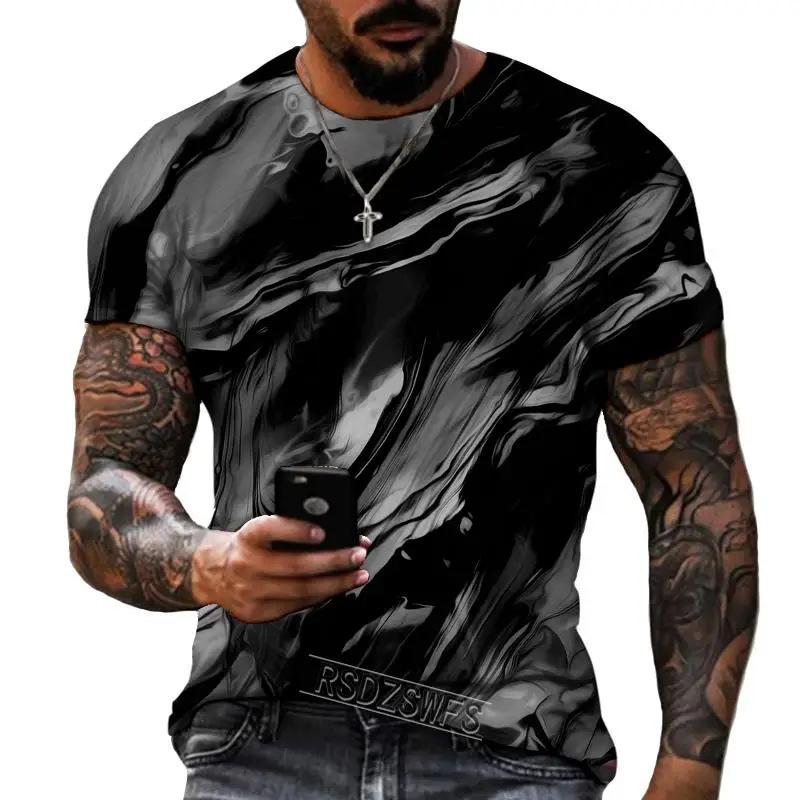 Мужские футболки с 3D-печатью в цифровом абстрактном стиле, черно-белая пейзажная живопись, абстрактное искусство