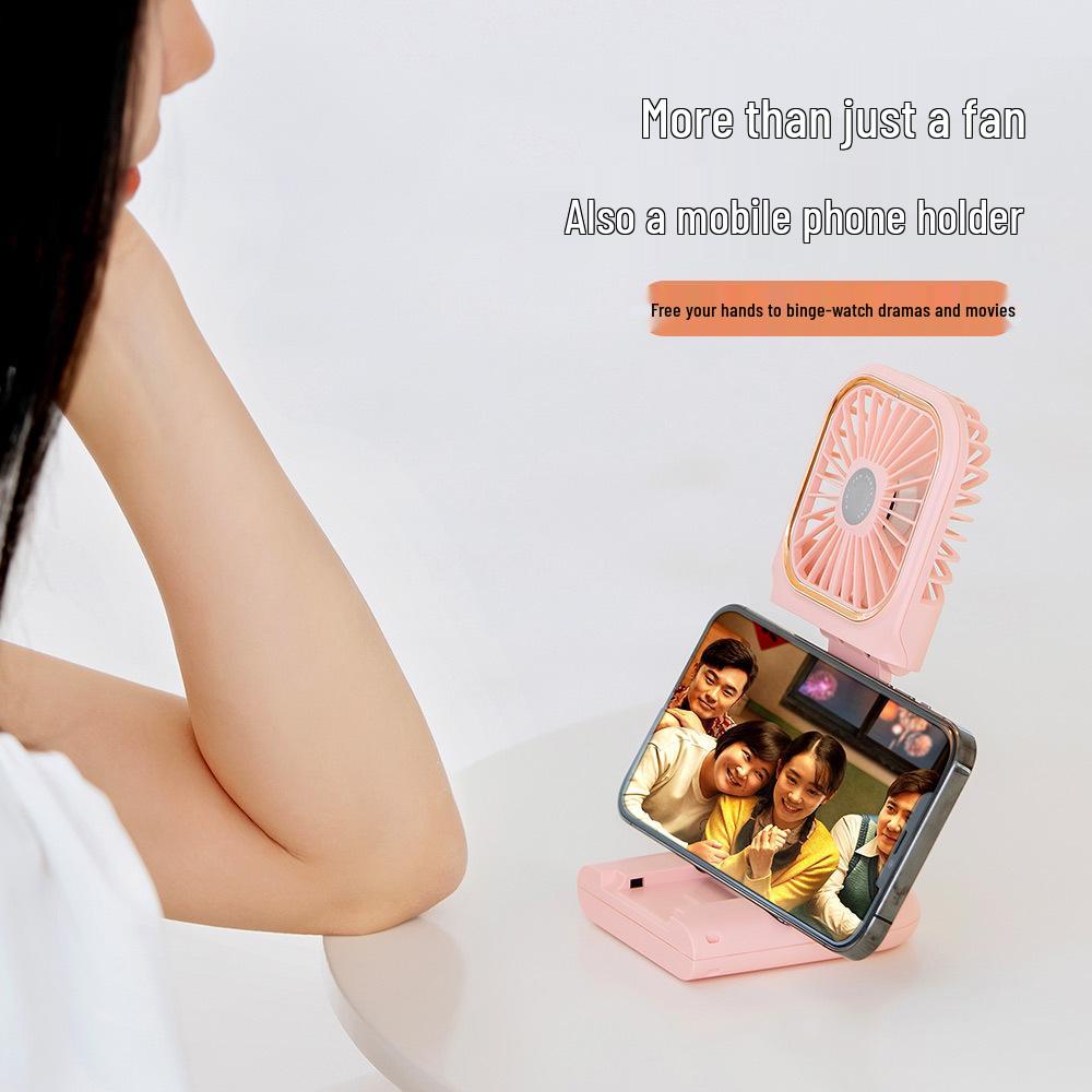 Ultra-Thin Foldable Handheld Neck-Hanging Mini Fan with USB Charging and Digital Display