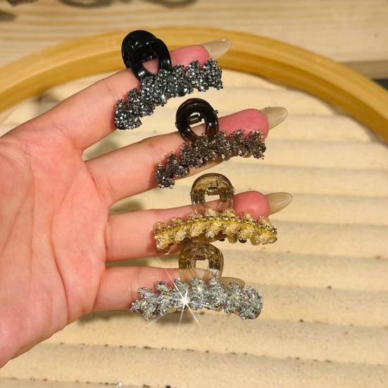 Женская заколка для волос «Колосок», стайлинг, нескользящие зубцы, большая заколка-акула, блестящий аксессуар для волос