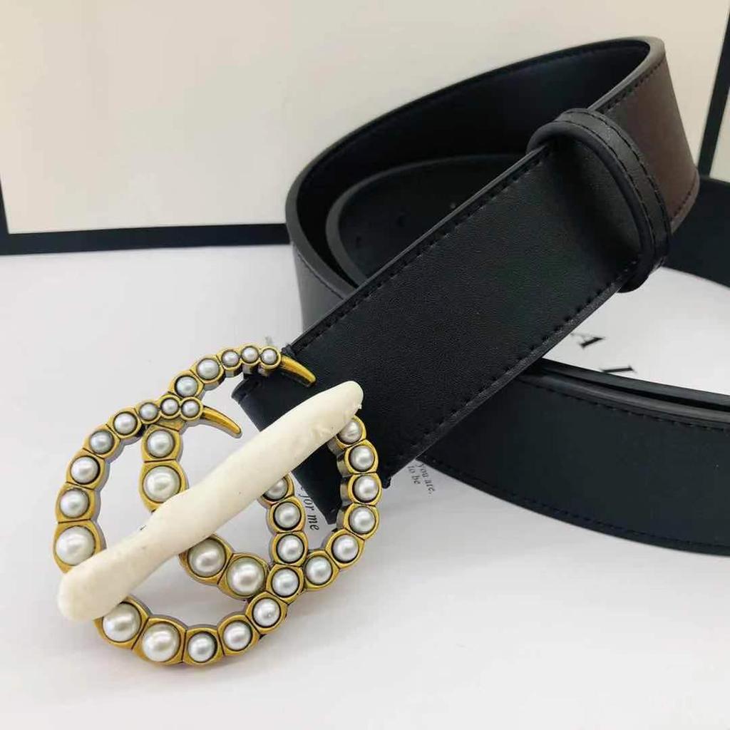 Женский двусторонний ремень из коровьей кожи с пряжкой GG - Модный и простой дизайн.