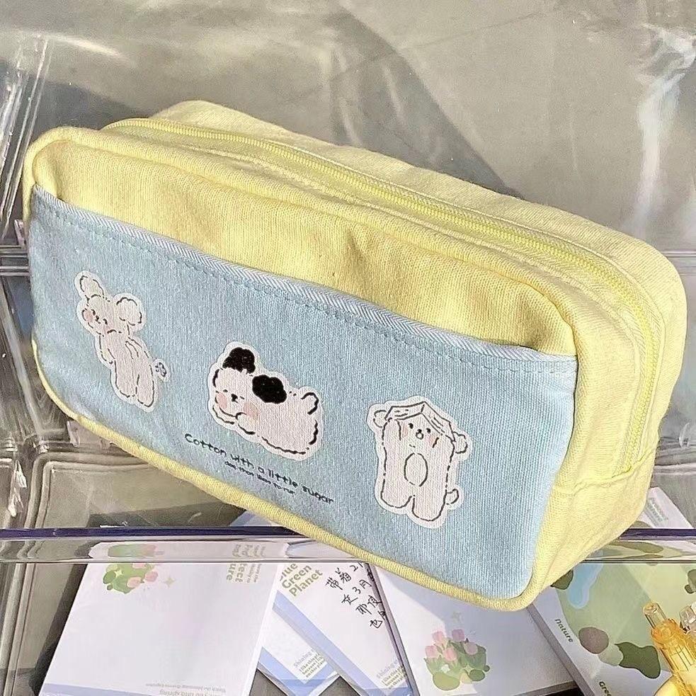 Dog Pattern Pencil Bag With Polyester Material And Minimalist Design