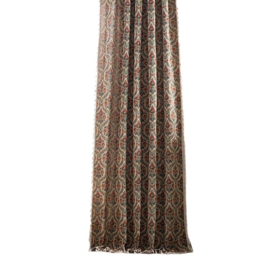 European curtains Double-sided jacquard semi-blackout flower fringed living room floor-to-ceiling balcony curtain finished product