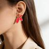 Stainless Steel Colorful Dripping Oil Flower Stud Earrings for Women Vintage Gold Color Petal Temperament Earrings Jewelry Gifts