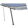 VidaXL Manual Retractable Awning with LED 350x250 Cm Blue and White 3069721