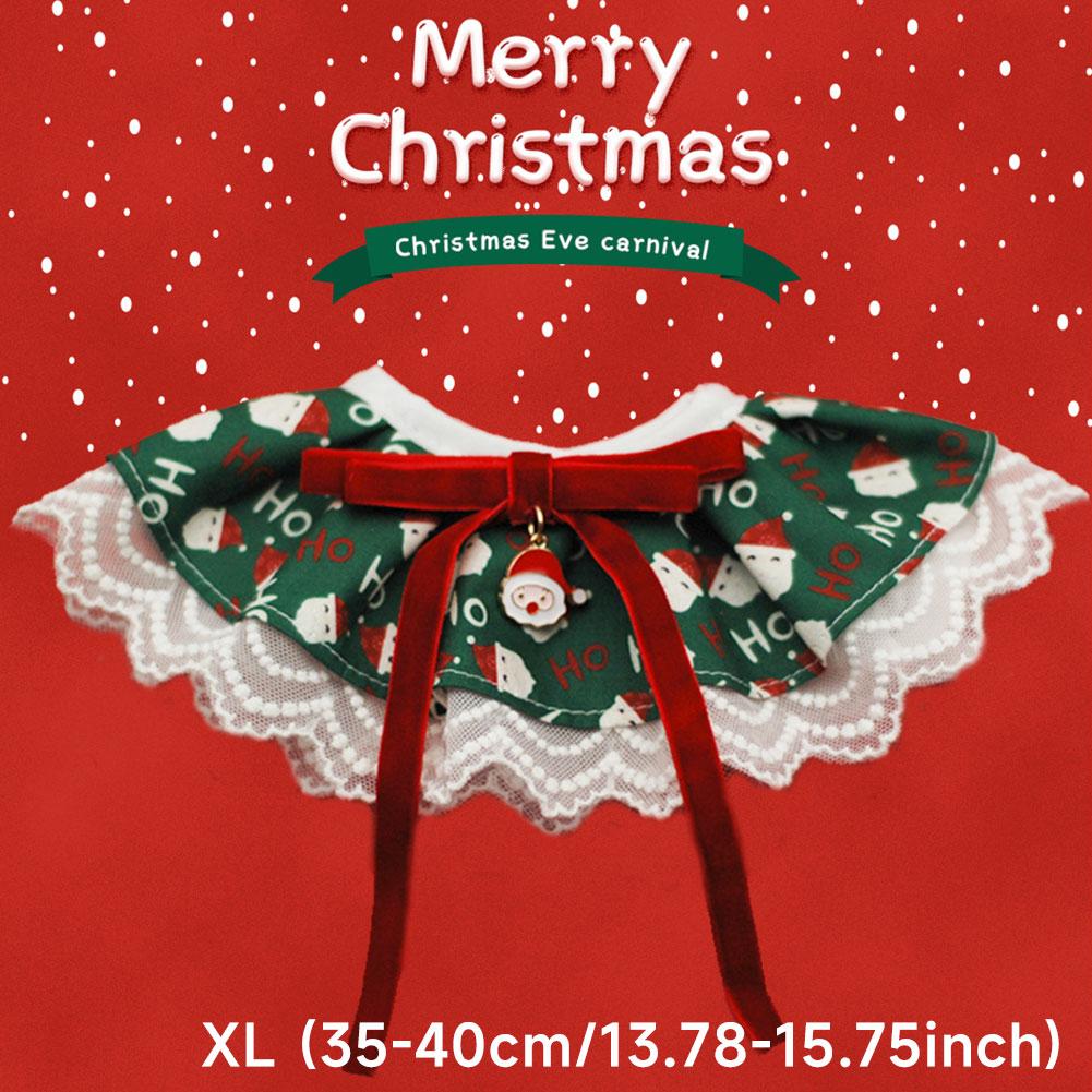 Рождественский кошачий собачий слюнявчик с кружевом, полотенце для слюны, регулируемые аксессуары для костюма питомца