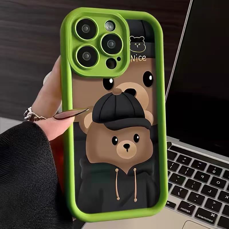 Милый коричневый медведь подходит для чехла для мобильного телефона iphone17pro Apple 15/14 Европа и Америка 13promax новый 16.