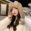 Милая плюшевая шапка с кроличьими ушками для женщин на зиму, плюшевая теплая шапка-ушанка, шапка для защиты ушей от холода при катании, толстая
