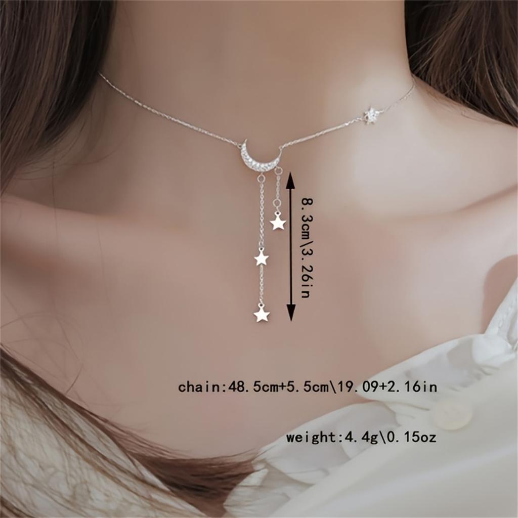 Элегантное ожерелье с кисточками в виде звезды и луны серебристого цвета в минималистском стиле для женщин, модные украшения, идеальные подарки на день рождения на Ид