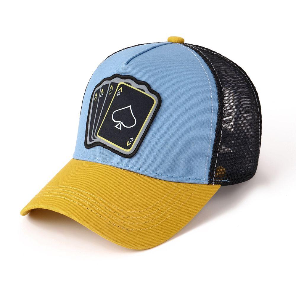 Cotton Poker Card Hat Breathable Mesh Trucker Hat Vintage Embroidered Baseball Cap For Men Women