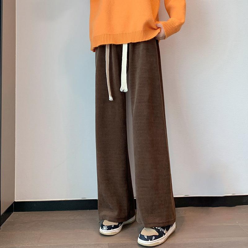 Cotton Corduroy Wideleg Pants For Women Autumn Winter With High Waist And Loose Fit