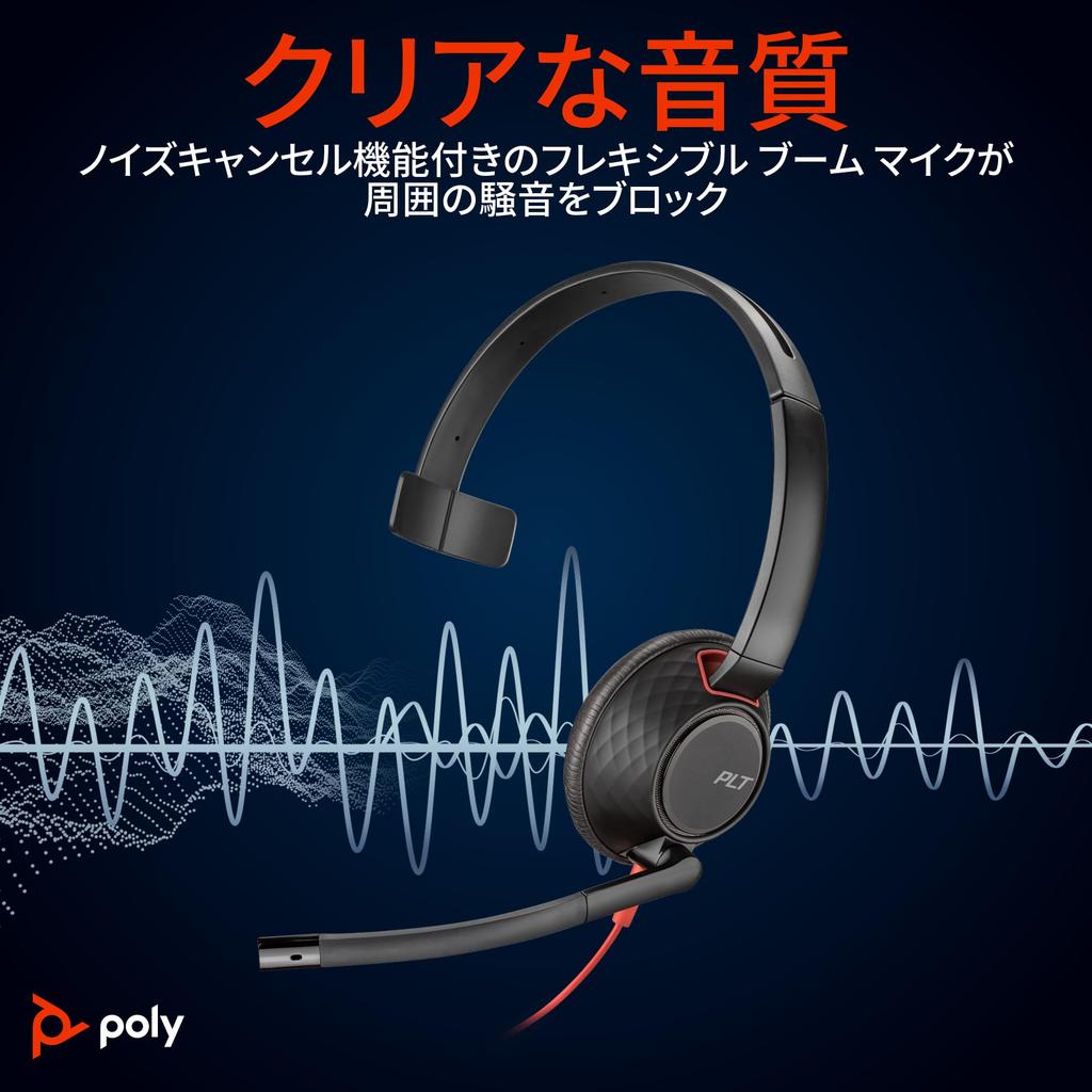 Poly Wired Headset Blackwire 5210 Connection Noise Canceling with Microphone Lightweight Year Manufacturer Windows Mac Chrome Web Conference Earphones