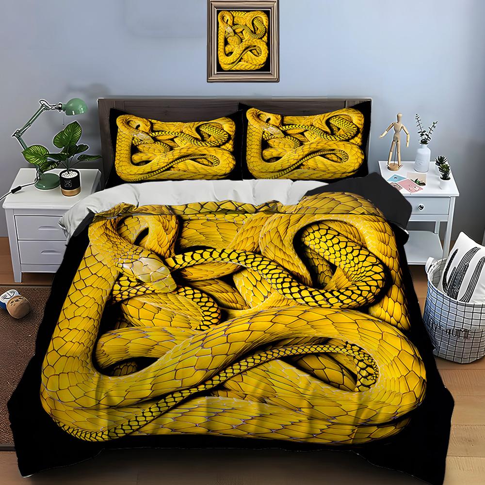 10 Sizes HD Snake Print Bedding Set Duvet Cover 1 Duvet Cover 2 Pillowcases Adult and Children Bedding Set Luxury for Gifts