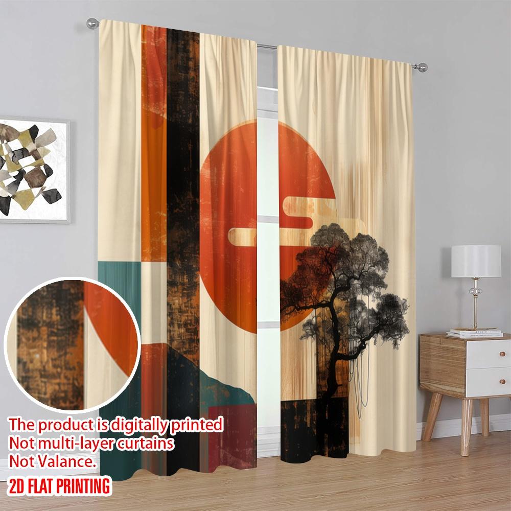2 шт., 2D печать на плоскости Шторы Рулонные шторы ZenSunsetAbstract Прочная 100% полиэстеровая ткань (без удилища) Внутренние украшения