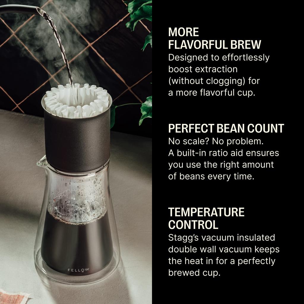 Fellow Stagg кофеварка с вакуумной изоляцией, двойной стенкой из нержавеющей стали, портативная кофеварка с функцией быстрого заваривания 20 унций [XF] -