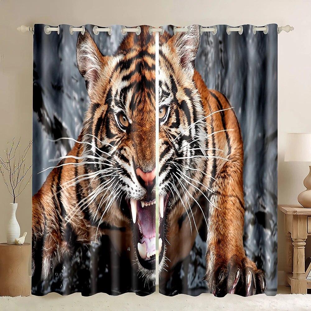 Леопардовые плотные шторы с дикими животными, занавеска для гостиной, спальни, высокая затененность, оконная драпировка, двустворчатая открытая штора