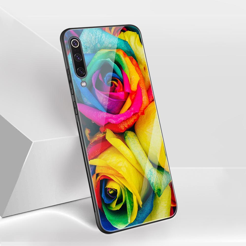 Стеклянный чехол с цветком розы для Xiaomi Redmi Note 12 11 8 9 10 7 8A 10 9S 9C 10C Note 10 Pro 11T Pro Poco X3 F3 Mi 10 Pro Funda Capa