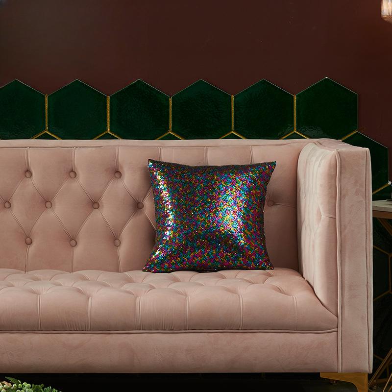 Gold Throw Pillow Covers Sequin Decorative Pillow Cases for Couch, Bed, Living Room, Christmas Sequins Cushion Pillow Cover