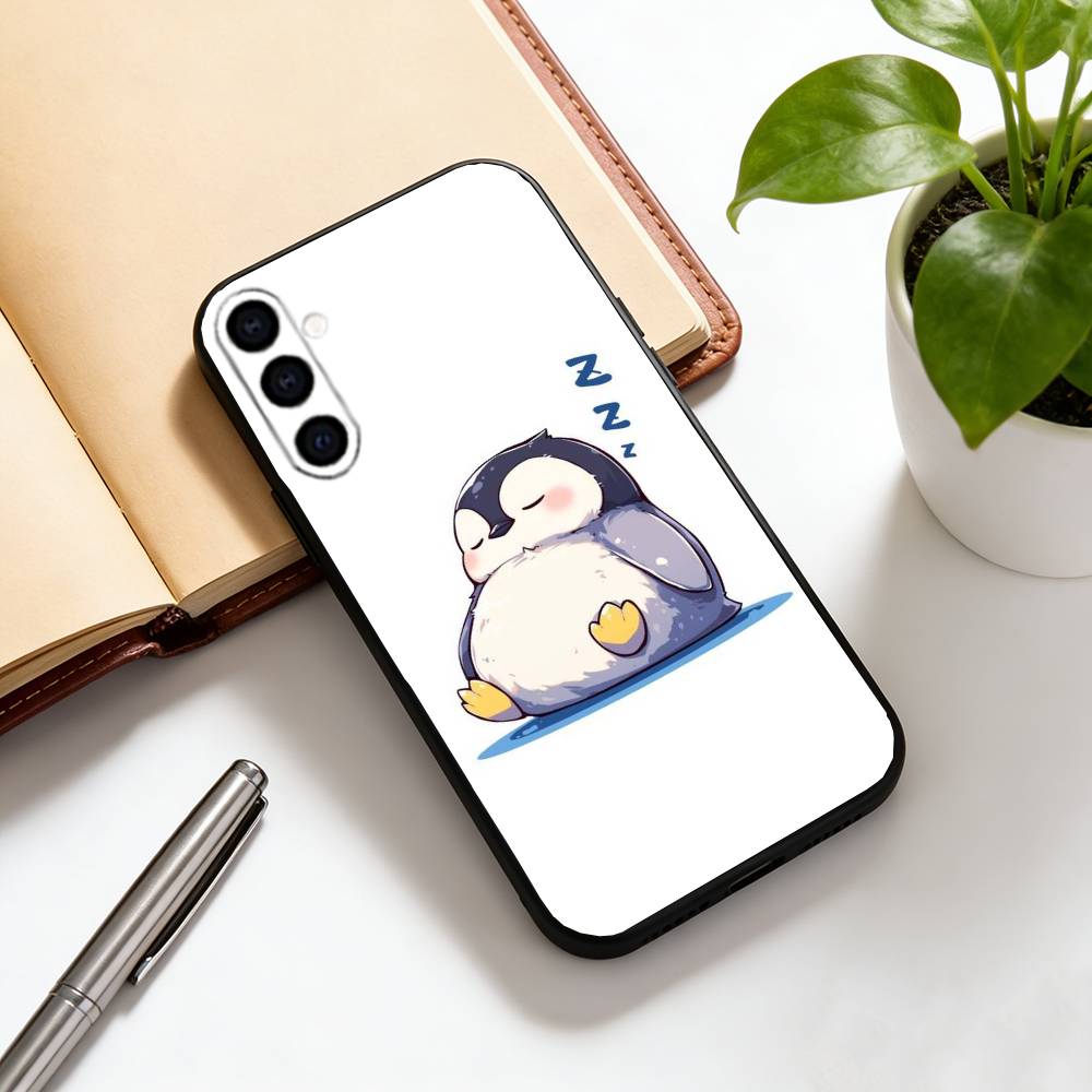 Милый мультяшный пингвин Чехол для телефона Для Samsung Galaxy A73, A72, A71, A70, A53, A52, A51, Другие Мягкий Черный Чехол