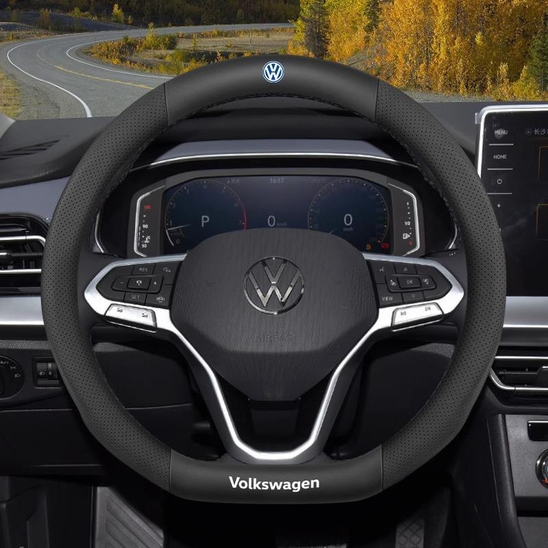 Кожаная накладка на руль автомобиля из углеродного волокна для Volkswagen T-ROC T-Cross Touareg Polo Passat Golf 5 GTI Beetle Magotan Tiguan