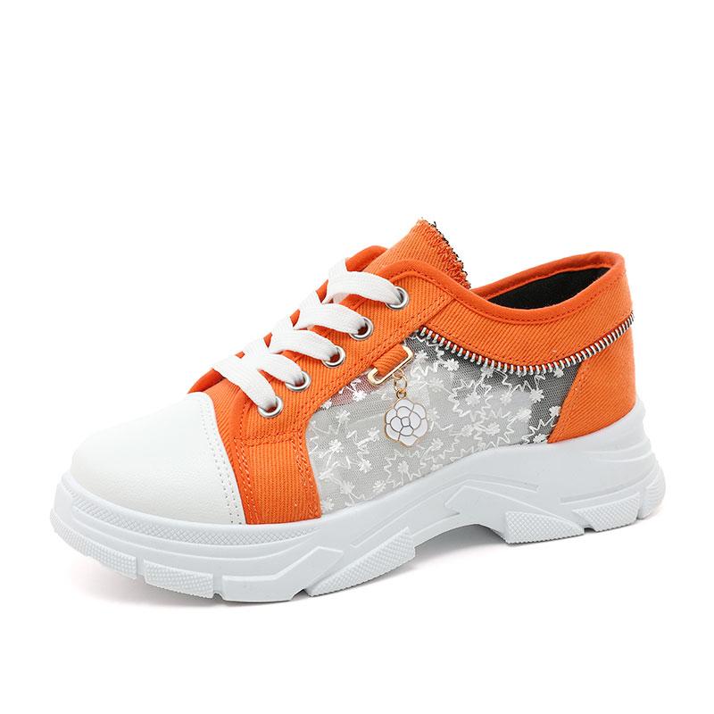 Мода Женская обувь Модная летняя повседневная обувь Вырезы Кружева Холст Полые дышащие Платформа Плоские туфли Женские кроссовки