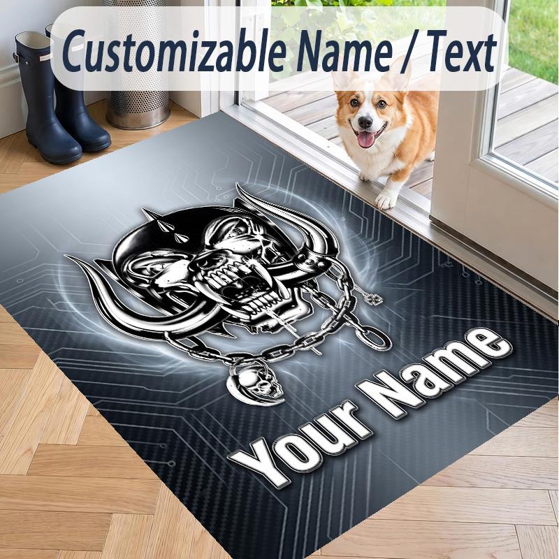 Custom Text Printed Rug Motorhead Non Slip Floor Carpet For Home Room Decor