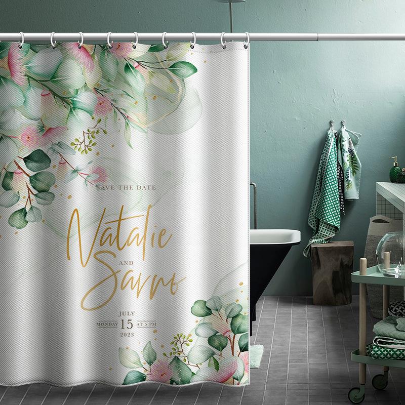 Bathroom Thickened Waterproof Curtain Mildew Proof Shower Curtain Shower Partition Curtain Shower Curtain Bathroom Curtain Free Perforation