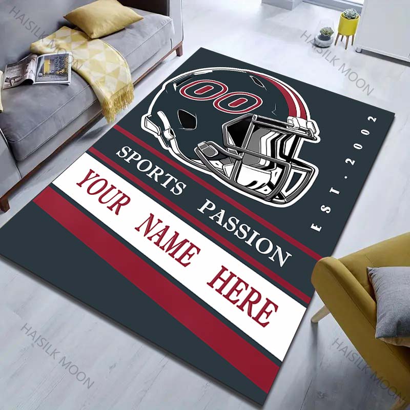 Принт регбийной команды Персонализированный ковер с именем на заказ для гостиной, спальни, домашнего декора Нескользящий коврик для пола Современный ковер Моющиеся ковры