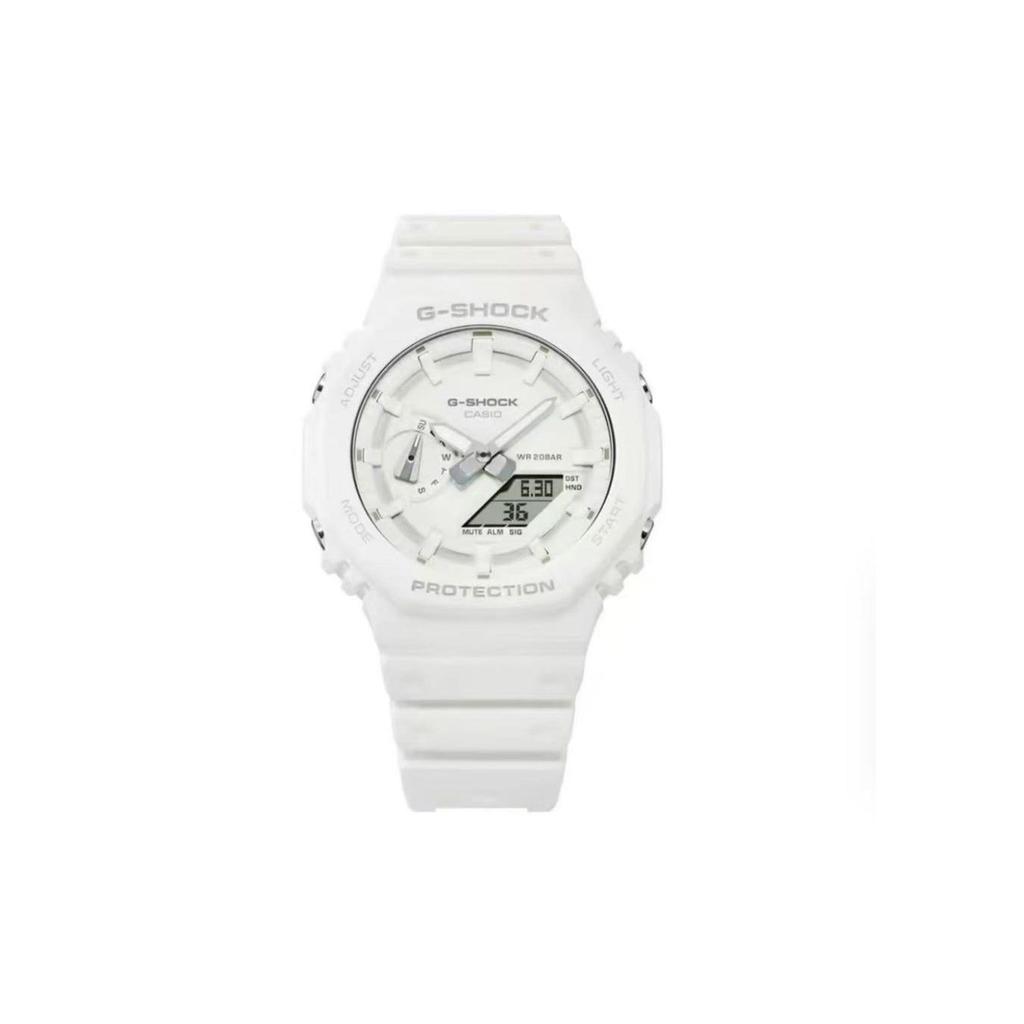 Casio Часы Custom Collection, кварцевый механизм, ремешок из нержавеющей стали, мужские часы, белый циферблат GA-2100-7A7(Watch3--)
