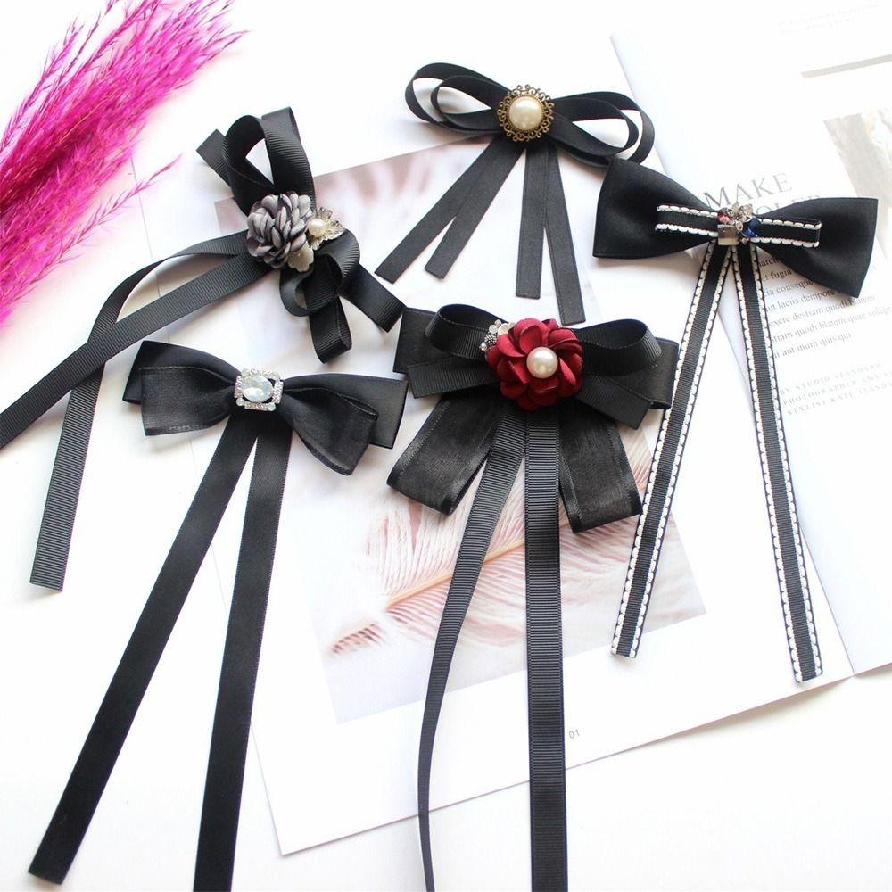 College Style Ribbon Bow Tie Black Bowknot New Collar Flower  For Women Girls