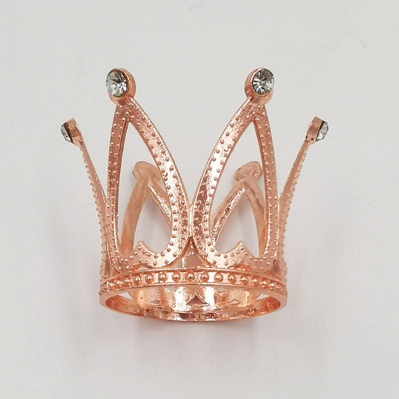 Factory Direct Supply Birthday Cake Baking Decoration Zinc Alloy Children's Small Round Crown Mini Crown Ornament In Stock