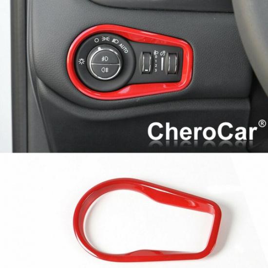 Headlight Switch Button Frame Trim for Jeep Renegade 2016+ Red Accessories Inner
