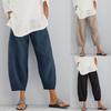 Women's Spring and Summer Plus Size 5XL Solid Colour Wide Leg Pants Loose Casual Elastic Waist Nine Minute Pants