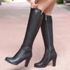 Fashion High Heels Women Knee High Boots Pu Leather Office Ladies Dress Shoes Spring Autumn Boots Woman Big Size 34-43