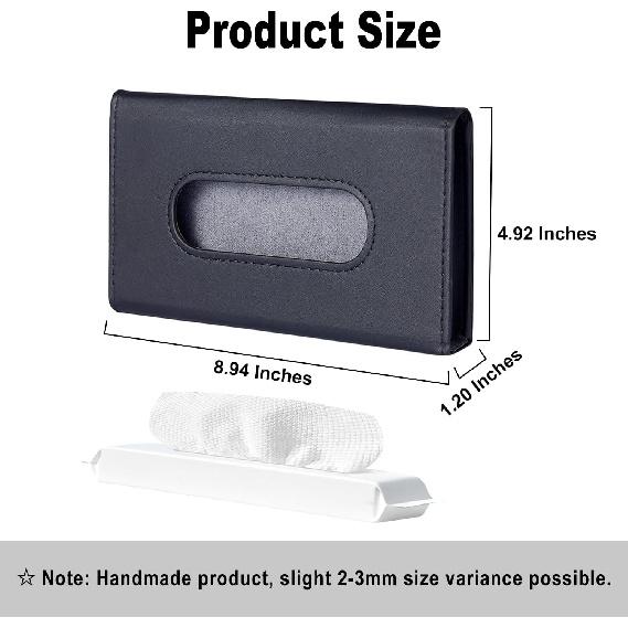 Tissue Holder In Car—PU Leather Car Napkin Holder, Car Kleenex Holder For Visor & Backseat, Easy To Use (Black)