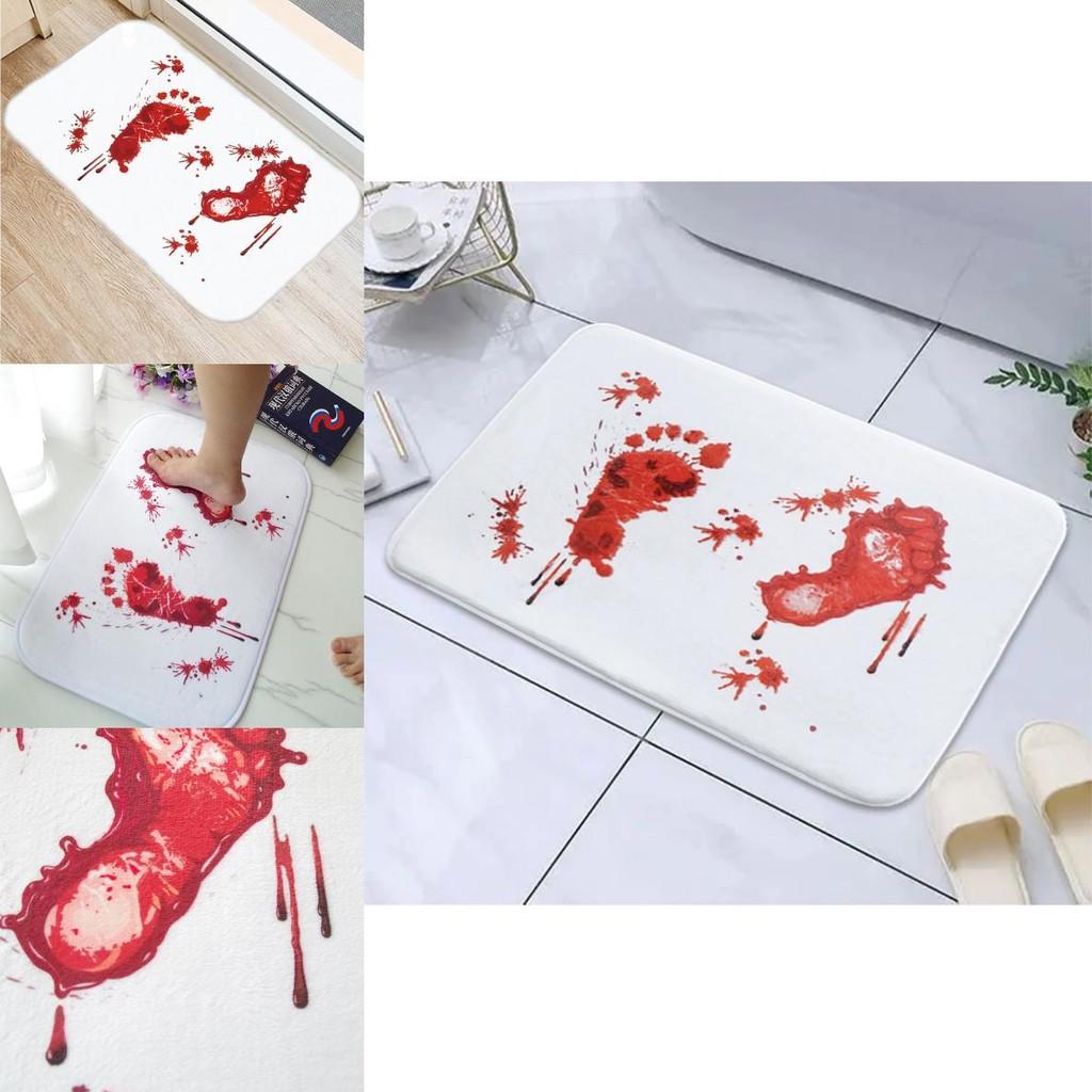 Halloween Cartoon Door Mat With Blood Footprint Pattern For Home Entryway Decor